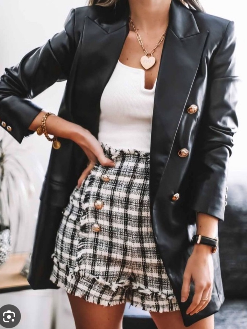 Zara Women's Black Faux Leather Double-Breasted Blazer. Size S - Picture 1 of 16